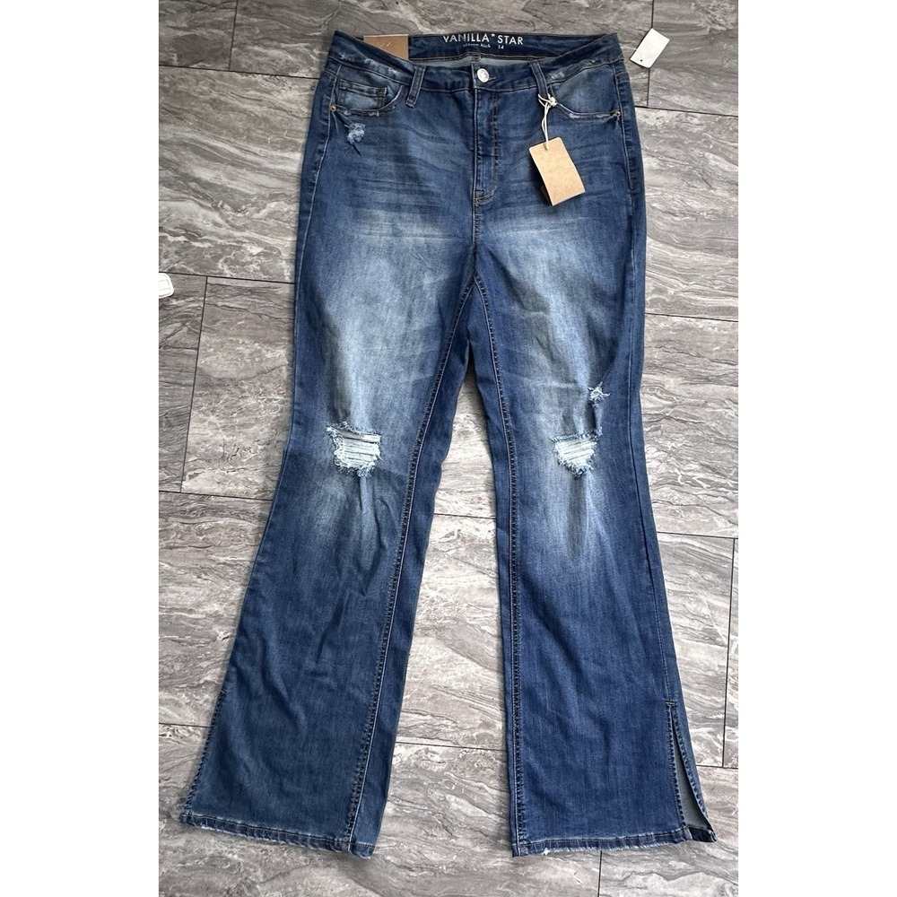 Vanilla Star‎ Skinny Kick Jeans Women's Size 14 High Rise Distressed NWT 0152